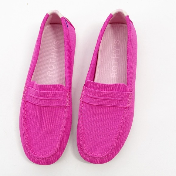 Rothys The Driver Dragon Fruit Pink Knit Penny Loafers Shoes Womens Size 9 - Picture 2 of 10
